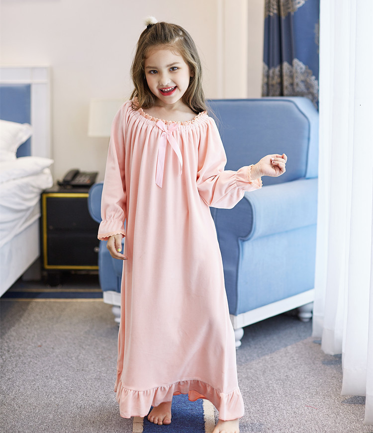 Pajamas Vintage Children Sleepwear Girl Lolita Dress O Neck Princess Pajama Nightdress Cute Cotton Toddler Kid Ruffles Nightgowns 11T 220922