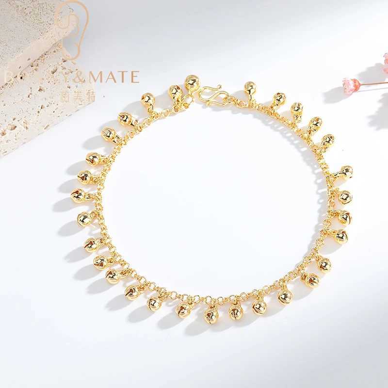Temperament Luxury Fashion Jewelry 24k Gold Plated Anklet for Women Cute Bell Pendant Womens Anniversary Gift W241217