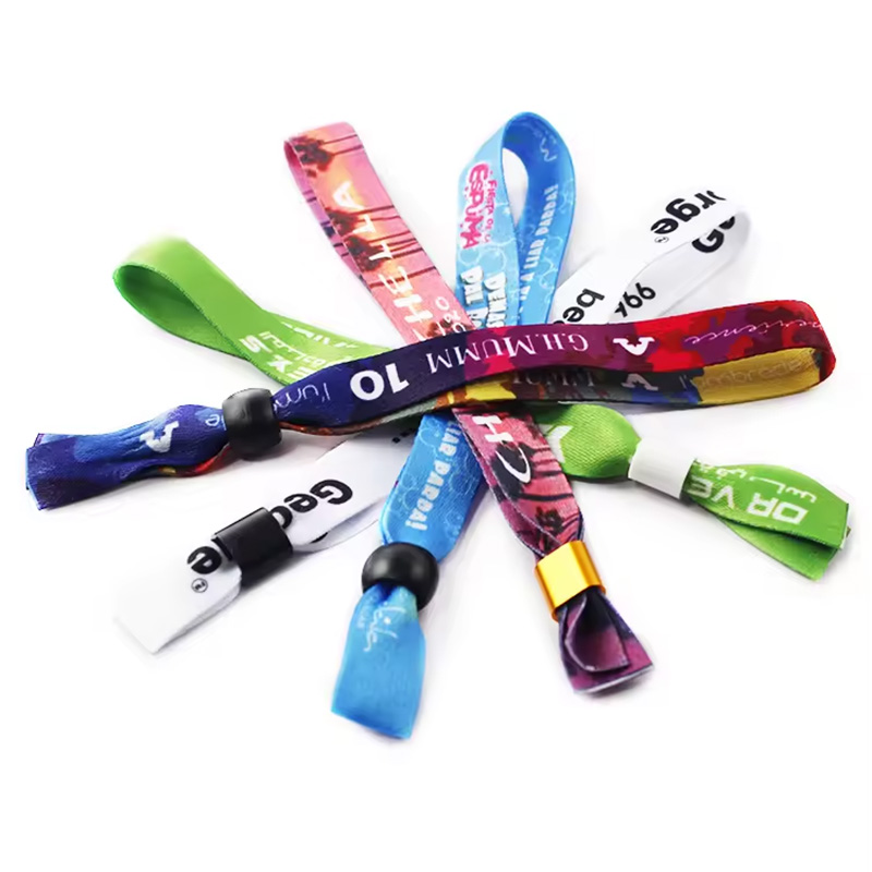 100pcs Customised festival event ribbon fabric wristbands,Custom logo for wrist Straps holographic vip ticket,bracelet with Logo Custom For party,musi