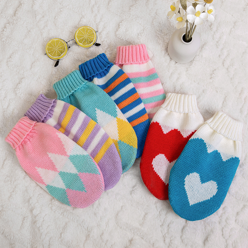 New pet clothing spring and autumn winter multi-color wool knitted dog clothes two feet warm casual clothing