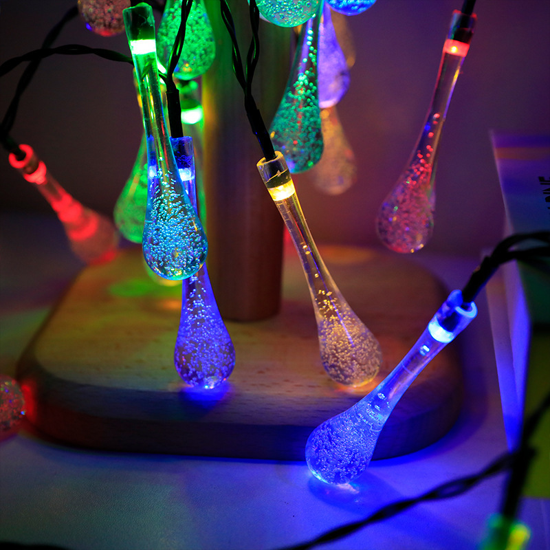 Cross-border LED Solar Water Drop String Lights for Outdoor Garden Decoration and Festival Setup