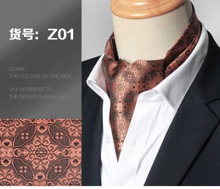 Ties Men Vintage Polka Dot Wedding Formal Cravat Ascot Scrunch Self British style Gentleman Polyester Silk Paisley Neck Tie Luxury J241217