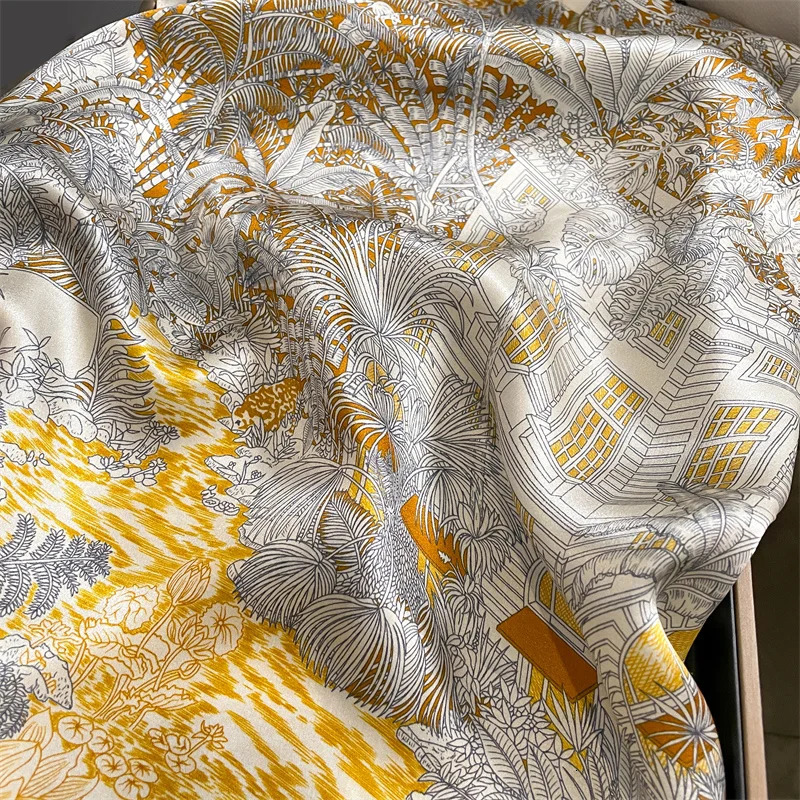 100% Real Silk Scarf Natural Shawl Wraps Women Ladies Fashion Scarves Foulard Bandana Square Headband Hijab Poncho Pashmina 241218