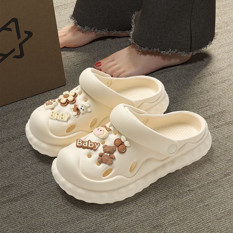 Hot New Free Shipping designer slippers for womens black white Summer Outwear Cartoon Cute Soft Bottom Non slip Slippers