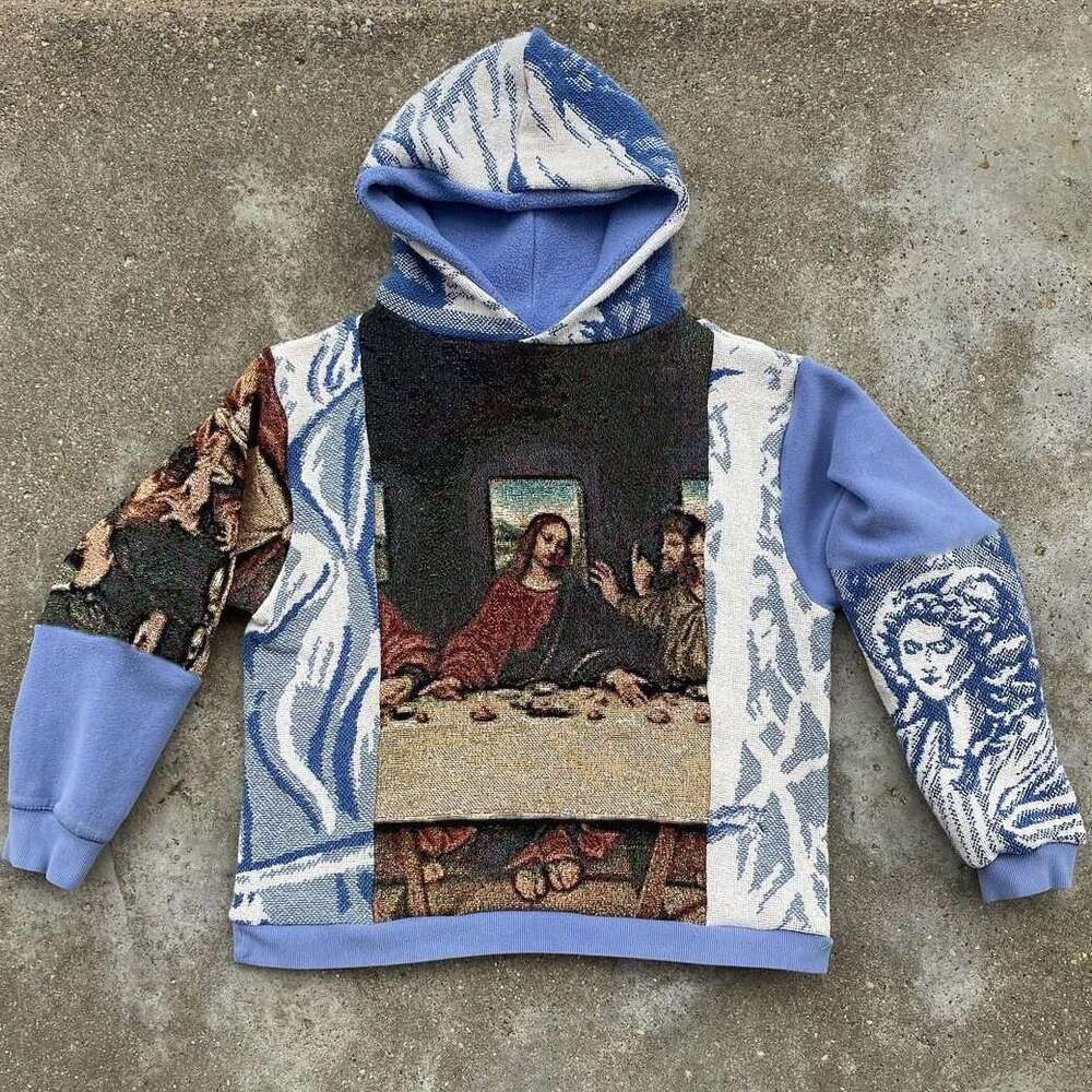 Camouflage Streetwear Hoodie with Urban Art Print