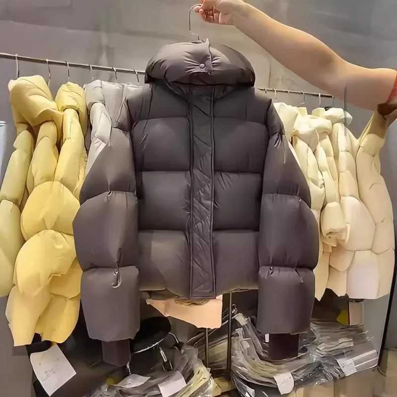 AAA Winter Korean Single Breasted Parkas Chic Jacket For Women Black Outerwear Fashion Warm Casual Basics Thick Solid Coat M241218