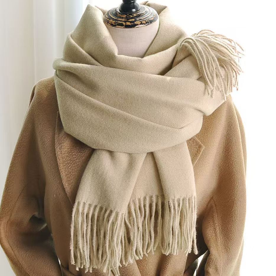 T012 solid color cashmere scarf female winter thick warm Korean version cold autumn and winter student all-match thick long scarf