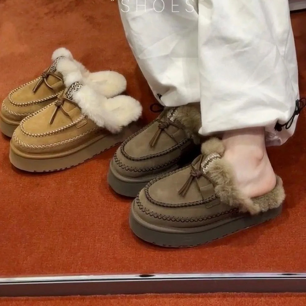 Winter 2025 Womens Snow Boots Soft and Comfortable Plush Insulated Cotton Boots Northeast Large Cotton Shoes 241213