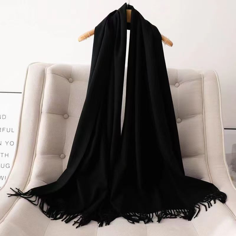 T010 cashmere scarf thick warm student neck scarf high value cashmere shawl long French lazy style