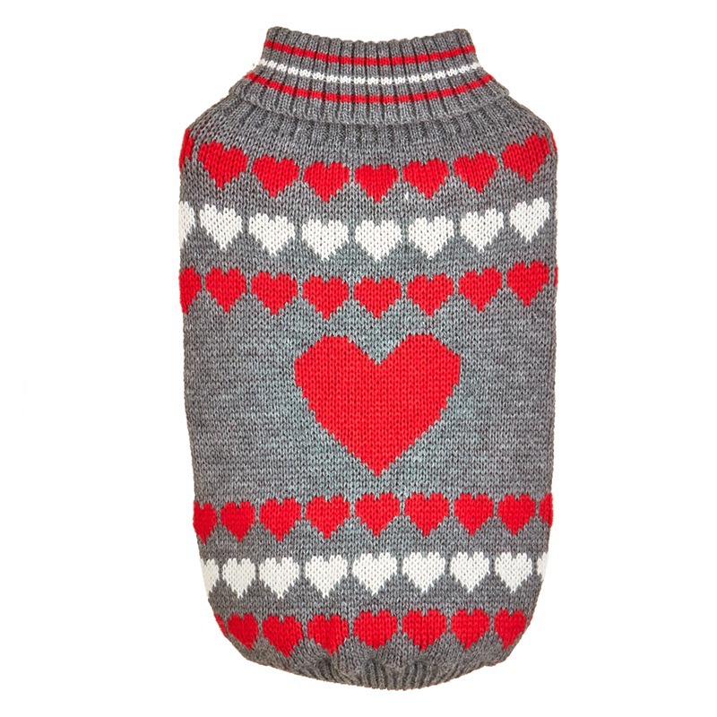 Valentine's Day Love Red Pink Jacquard High Collar Collar Dog Sweater Knitted Sweater