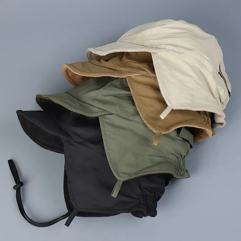 Japanese Retro Solid Color Velvet Pilot Hat Winter Outdoor Warm Ear Protection Windproof Skiing Bomber Hats for Men and Women 241218