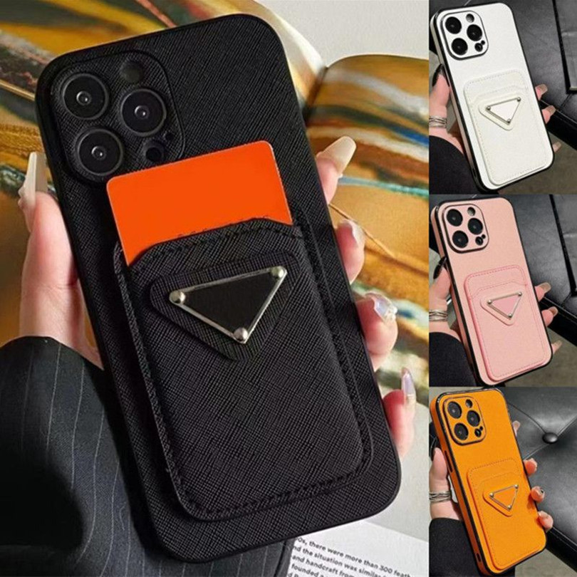 Designer Phone Cases For iPhone 15 Pro Max 14 Plus 13 12 11 16 P imprint Protect Case Fashion Card Holder Pocket Cover iPhone15 15Pro Luxury Full coverage Mobile Shell