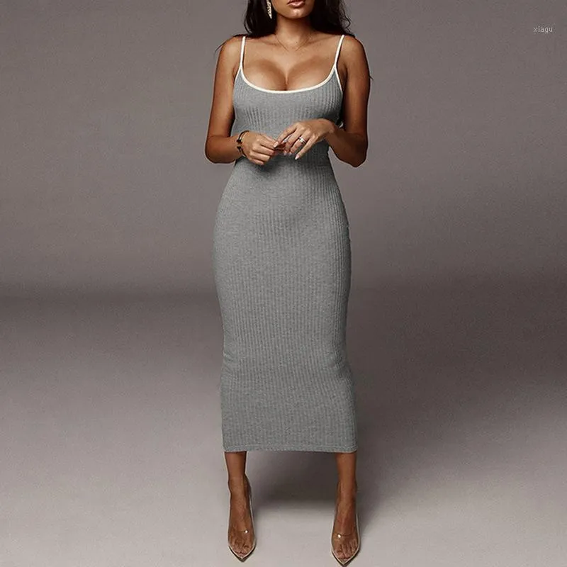 Womens Summer Dresses Strap Female Clothes Sleeveless Beach Dress Solid Color Bodycon Tube Sexy Dress