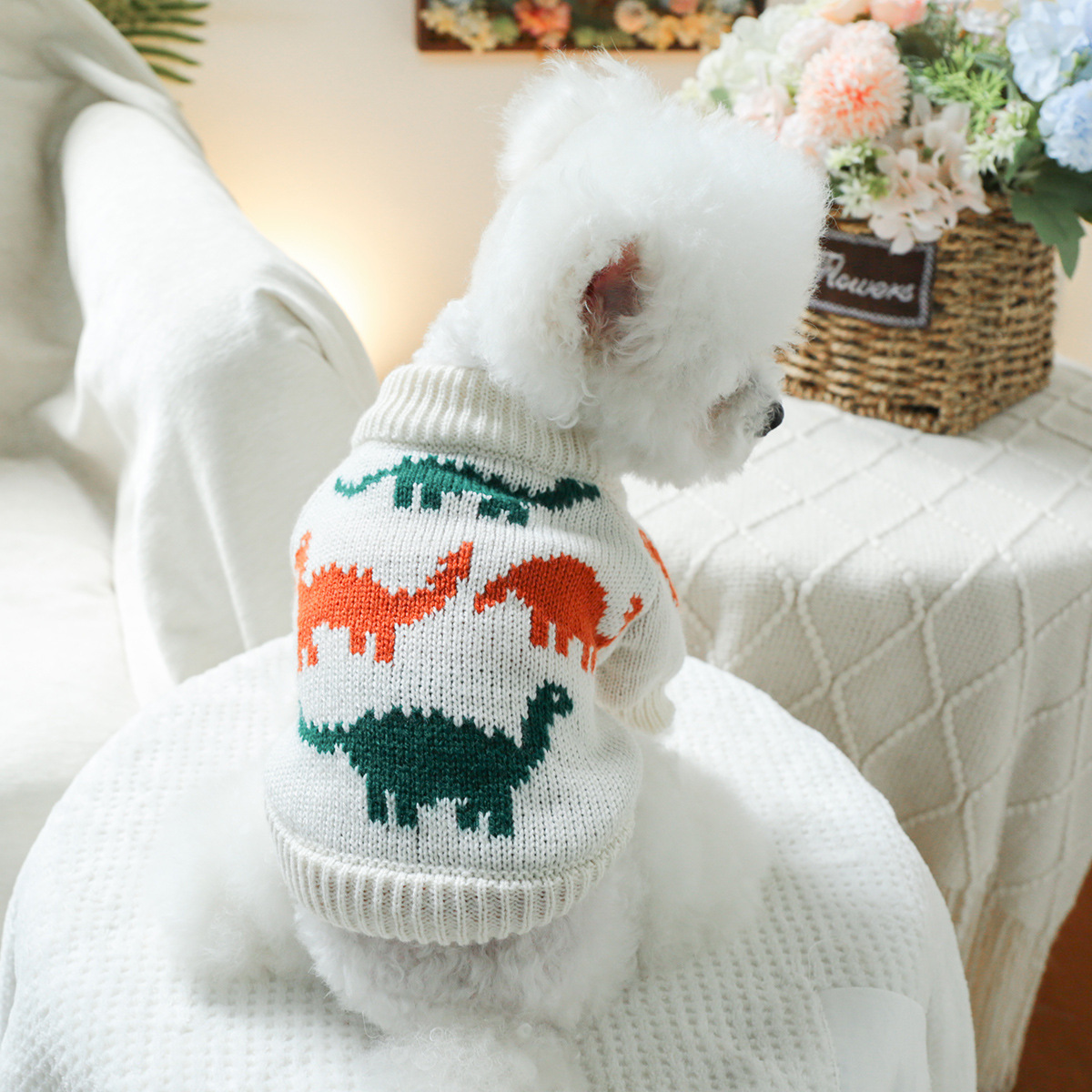 2024 new pet clothing Dog clothing Dog Apparel Pet Clothes Soft colorful dinosaur sweater