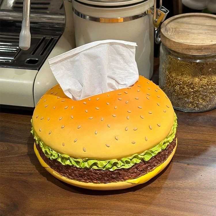 Hamburger tissue box creative retro lifestyle ro tissue box with interesting decoration snack rack Y241218