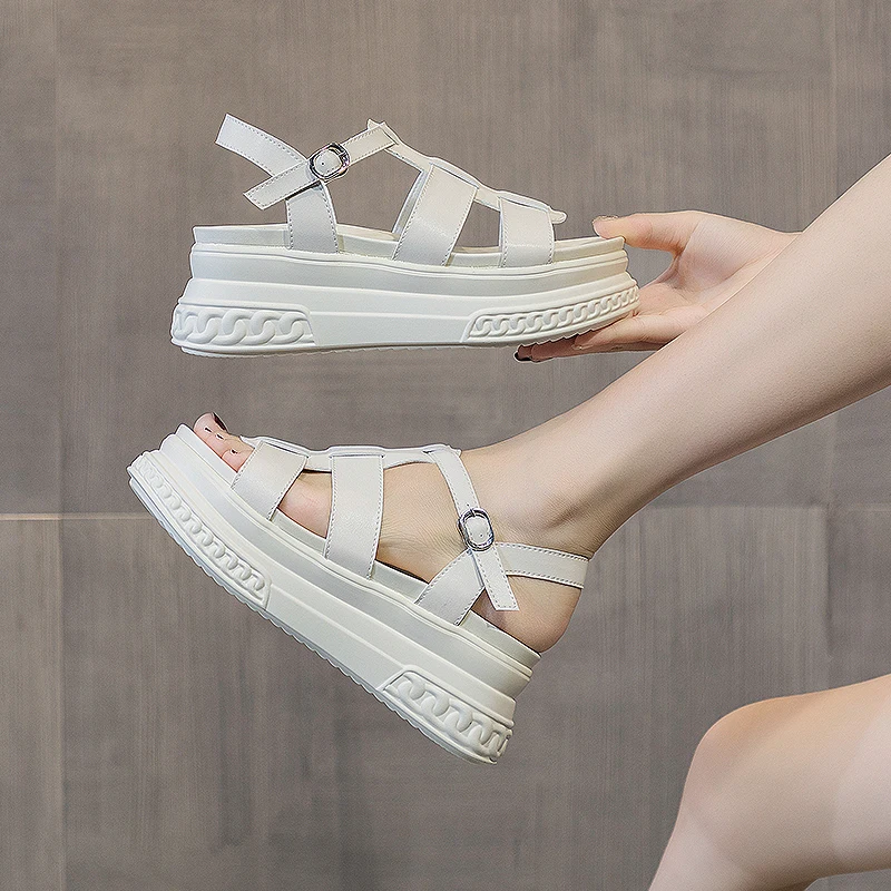 AIYUQI Summer Sandals Women Trend Genuine Leather Women Roman Sandals Korean Platform Open Toe Women's Sandal