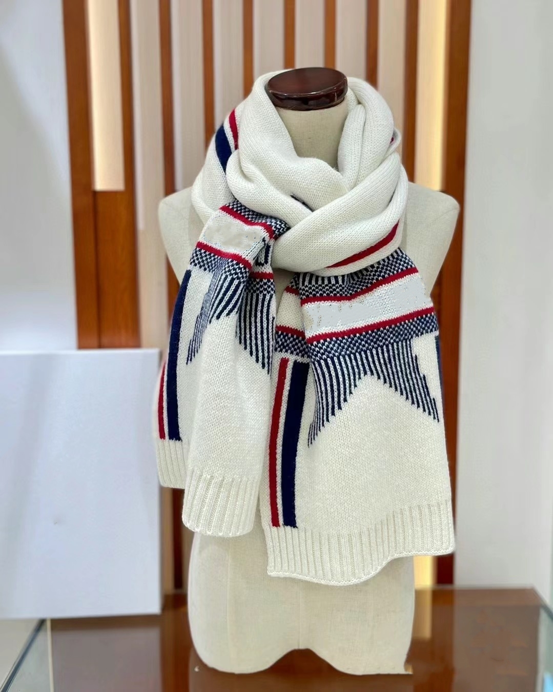 Luxury Knit Women Stars Designer Scarf 100% Cashmere Scarves For Winter Warm Womens Long Scarf With Box