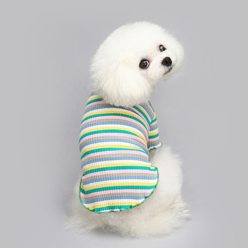 Pet Clothes Spring and Autumn Cotton Rainbow Dog Cat Small Dog Hoodie Clothes
