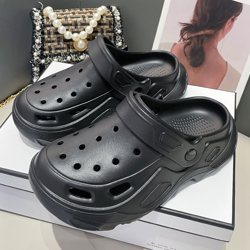 Thick-soled hole shoes winter velvet women's fashion outer wear removable cotton slippers warm and non-slip slippers 2025 Solid Warm Footwear