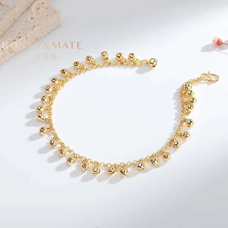Temperament Luxury Fashion Jewelry 24k Gold Plated Anklet for Women Cute Bell Pendant Womens Anniversary Gift W241217