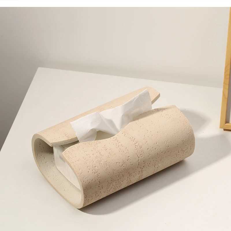 European high-end art stone tissue box home life ro modern simple paper box coffee table decoration Y241218