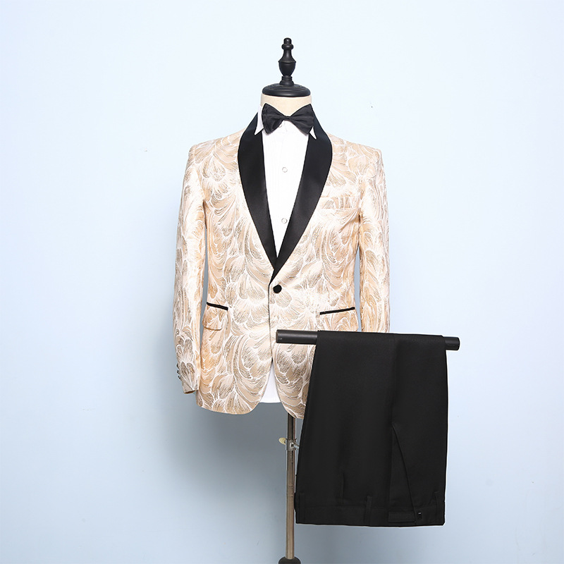 K634 Men's Elegant Two-Piece Formal Wear Set - Tailored Fit Dance Suit with Matching Trousers for Parties