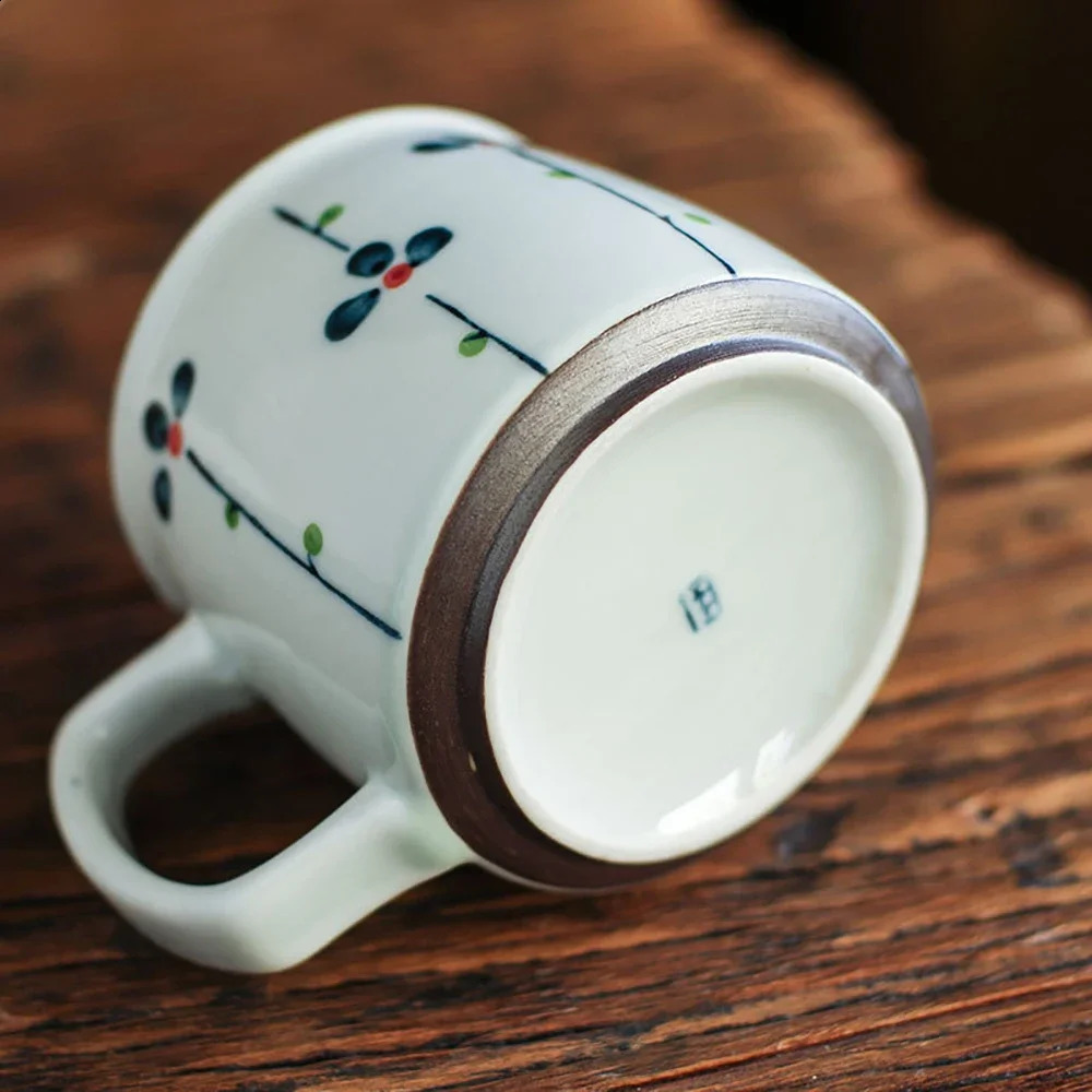 Hand-painted Ceramic Tea Mugs Unique Japanese Antiquity Style Sake Coffee Cups 8.5oz Mini Breakfast Mug Special Gift for Friend 241217