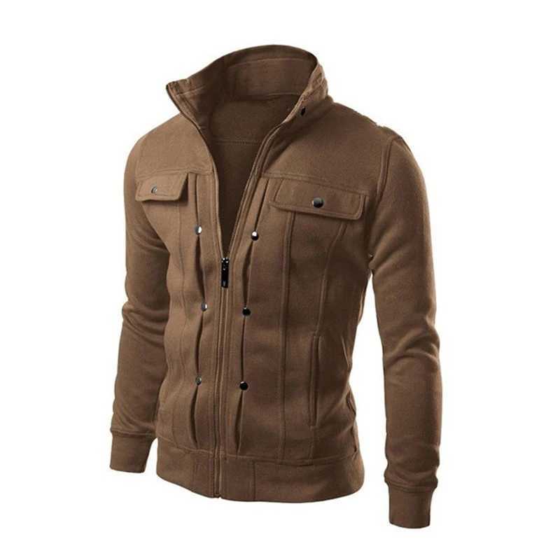 New mens casual jacket stand up zipper sweatshirt spring and autumn cardigan mens coat outdoor travel suit W250103