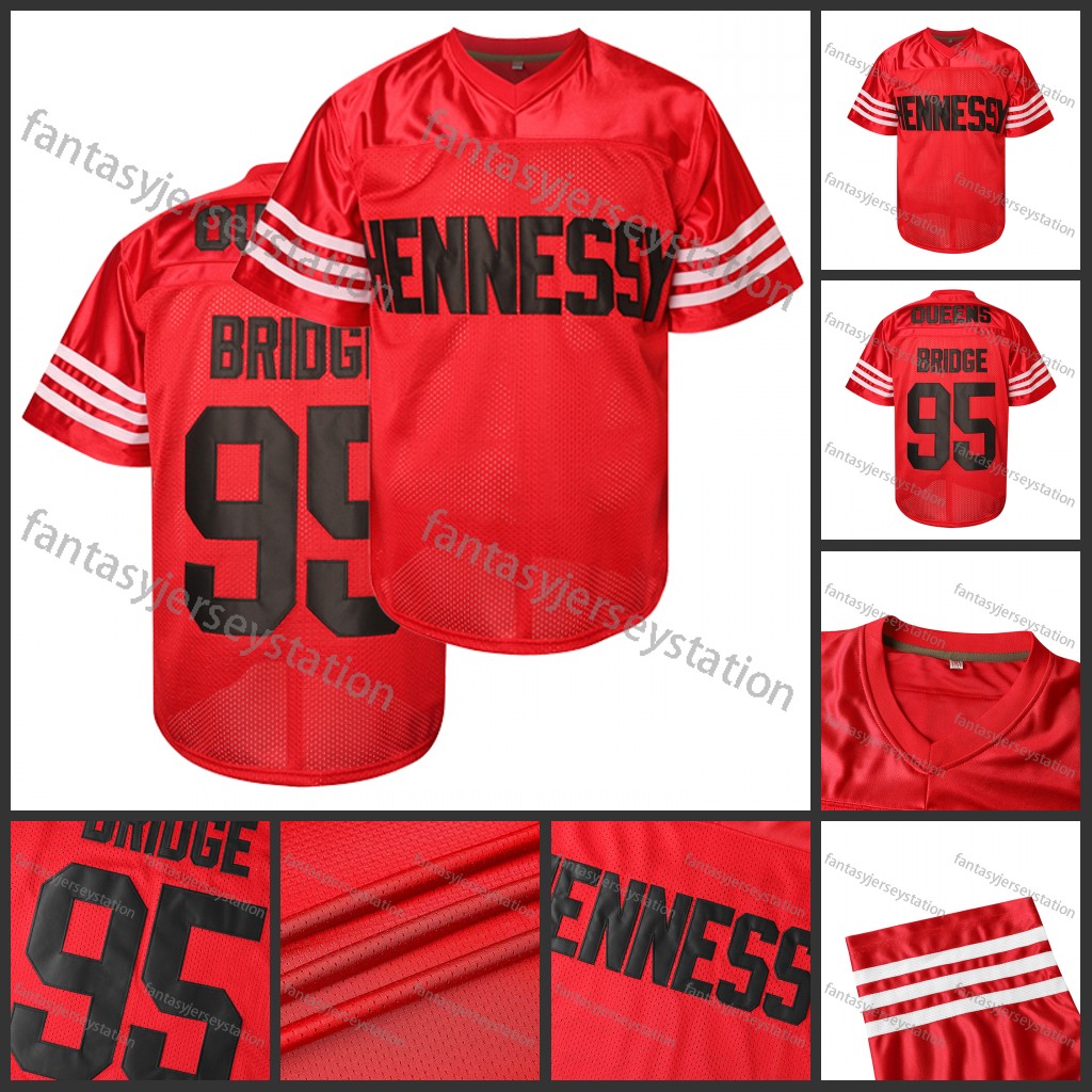 IN STOCK Men's 95 Football Movie Jersey Red Hennessy Queens Bridge Football Jersey Embroidered Shirt Loose Fit for Soccer, Cycling, Everyday & At
