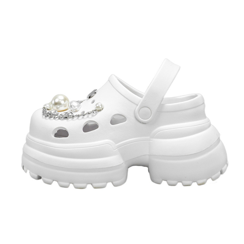 2025 New Fashion Sun Thick Bottom Hole Shoes Women Summer Increase DIY Accessories Outer Wear Beach Baotou Sandals Slippers Designers Footwear