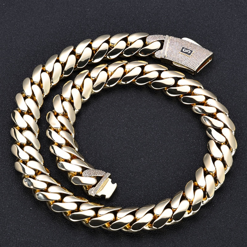 20mm 16-26inch 18K Gold Plated Bling Moissanite Stainless Steel Cuban Chain Necklace 7/8/9inch Bracelet for Men Women Fashion Jewelry Gift