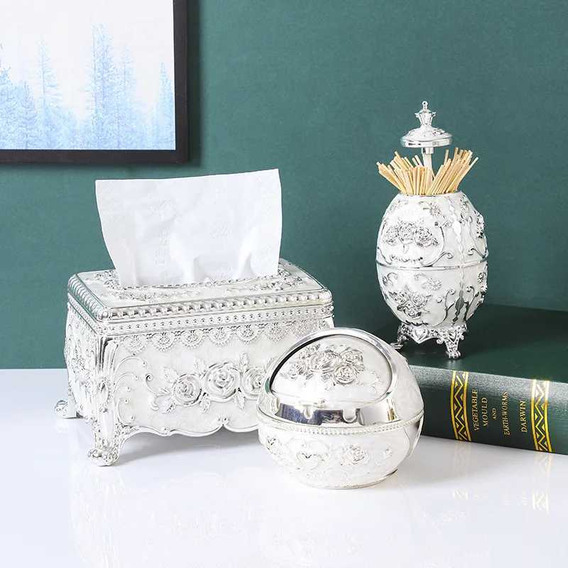 Set 3pcs tissue box cute toothpick box Ashtray Organizer box Nordic style he decor wood-functional tissue dispenser holder Y241218
