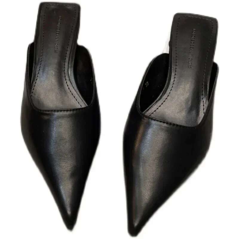 Women's Pu Lacquer Leather Low Heeled Sandals New Summer Woman Outdoor Versatile Slim Heel Square Open Toe Slippers