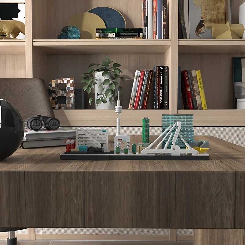 Free shipping Moc City Netherlands Rotterdam Skyline Architecture Street View Building Blocks Modern Scene House Model Toy Child Gift