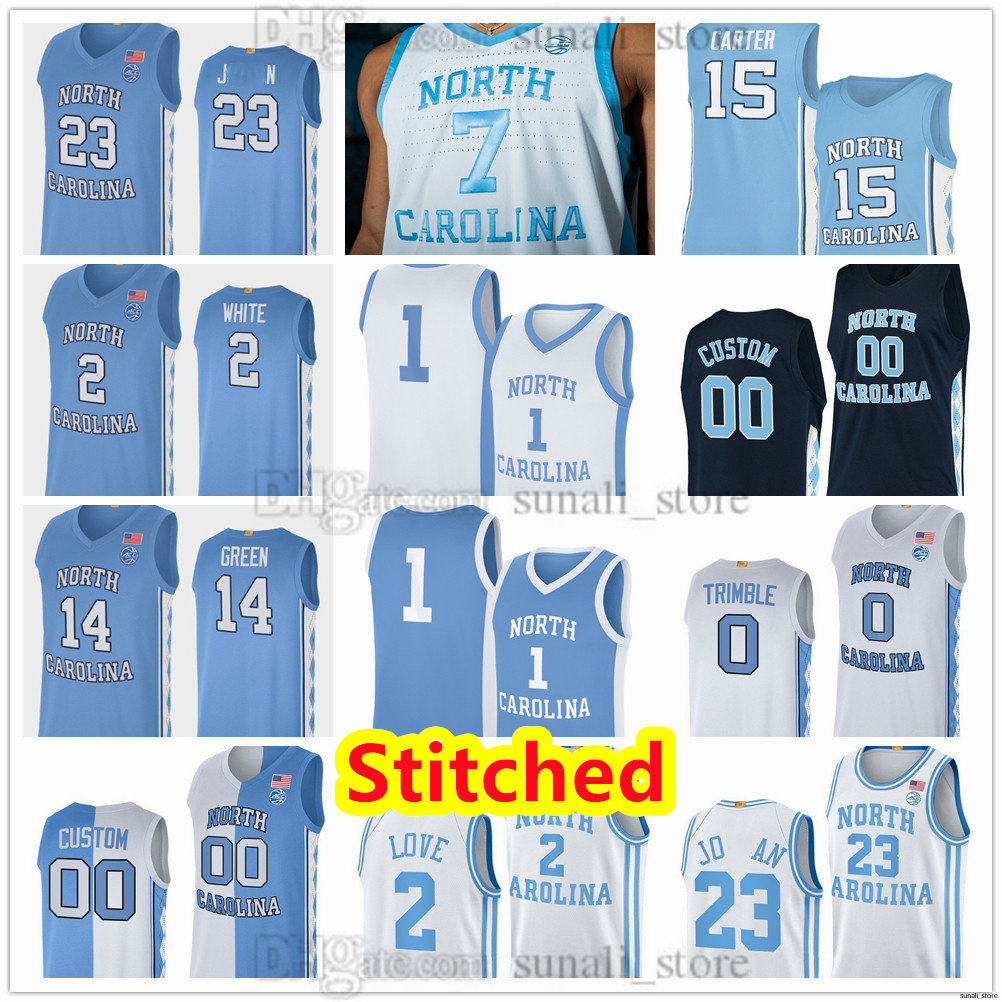 North Carolina NCAA Basketball Jersey 23 Michael 15 Carter Caleb 2 Love Coby 2 White Cole 2 Anthony 4 RJ Davis 0 Ty Claude 3 Elliot Cadeau 7 Trimble 24 Withers Stitched
