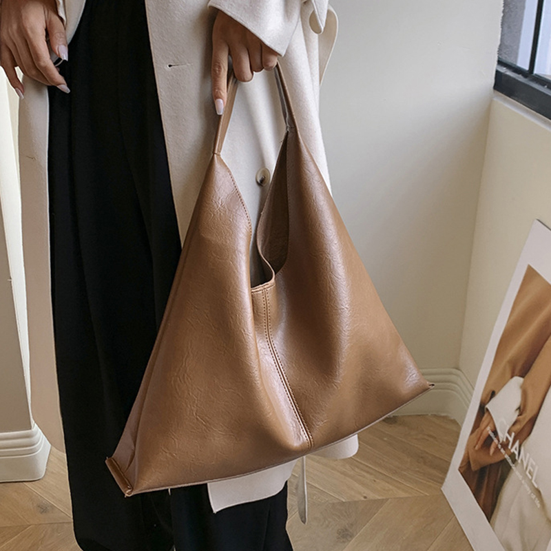 Tote Bags for Women PU Leather Tote Purses Handbags Medium Top Handle Satchel Shoulder Bag Large Capacity Armpit Autumn Basket Soft Surface Simple Sho