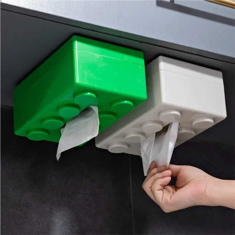 1PC Creative living ro building block tissue box car paper box wall-mounted household napkin Y241218