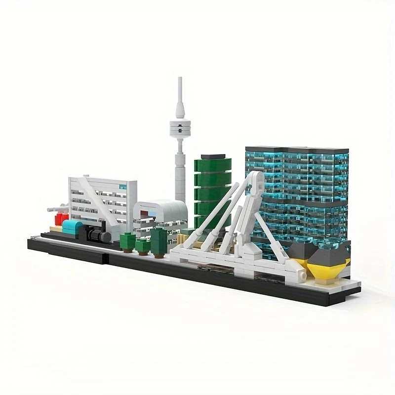 Free shipping Moc City Netherlands Rotterdam Skyline Architecture Street View Building Blocks Modern Scene House Model Toy Child Gift
