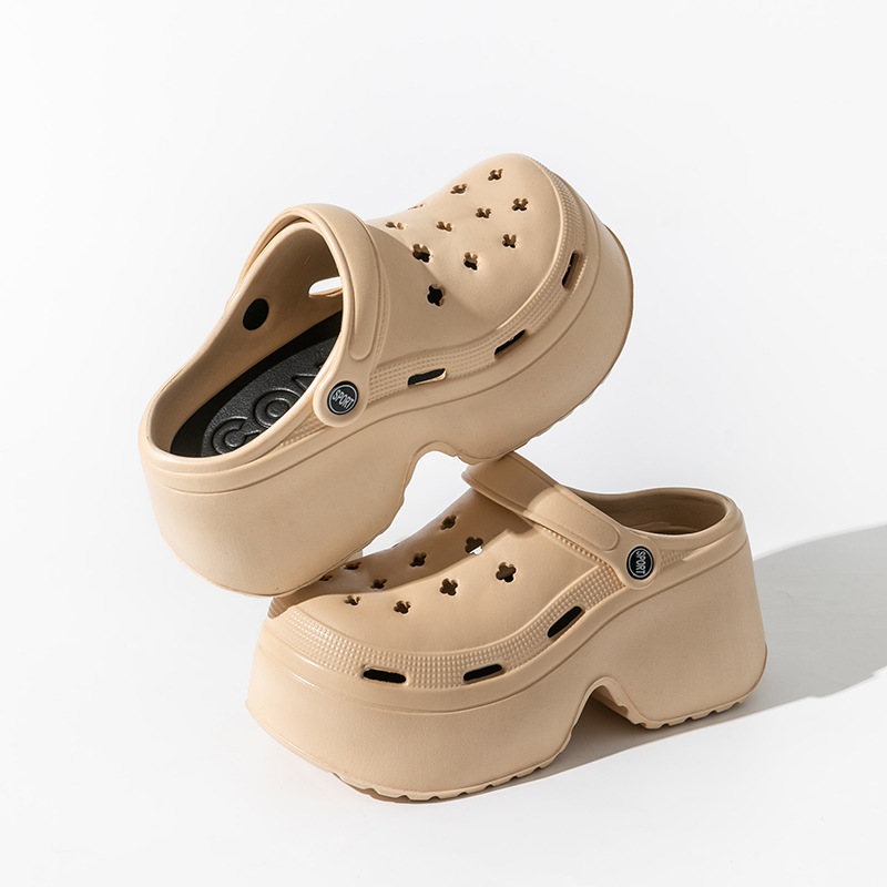 Women's Hole Shoes Thick Sole Slippers Indoor Anti Slip Thick High Heels Sandals Summer Slippers Outdoor Beach Sandals 2025