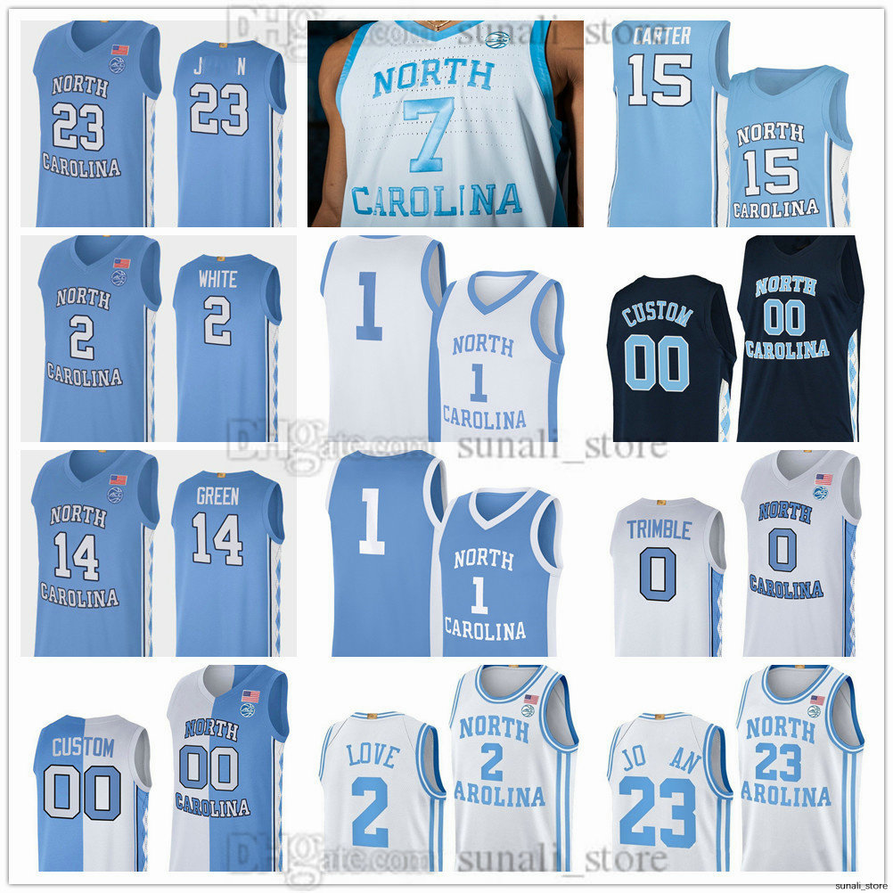 2025 North Carolina College NCAA Basketball Jersey 4 RJ Davis 0 Ty Claude 3 Elliot Cadeau 7 Seth Trimble 24 Jae'Lyn Withers 22 Ven-Allen Lubin 9 Drake Powell Printed