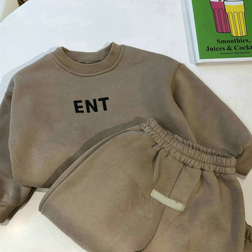 2026 New New Toddler Boys Clothing Set boys Winter Kids Baby Girl Clothes Sets Fleece Warm Tracksuit Children Crewneck Solid Sportsuit Outfits Jh896 D