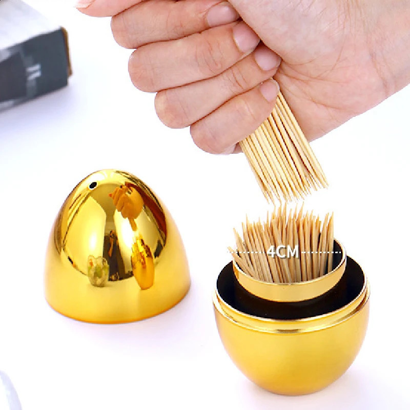 Creative Egg-shaped Toothpick Jar Electroplating Plastic Gold and Silver Toothpick Box Storage Box Ornaments Home Decoration 241212