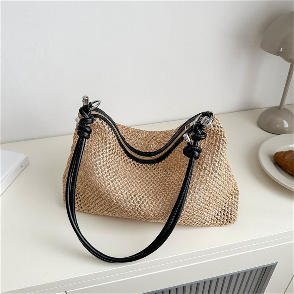 New Rattan Straw Fashion Woven Large Capacity Handbag Handmade Braid Shoulder Women Girls Summer Beach Tote Bag
