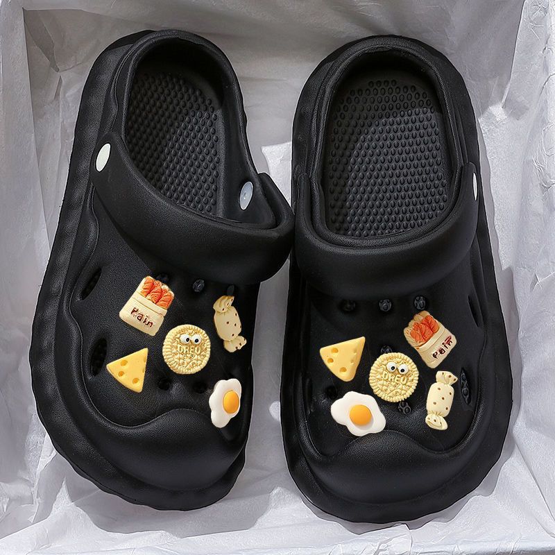 Hot New Free Shipping designer slippers for womens black white Summer Outwear Cartoon Cute Soft Bottom Non slip Slippers