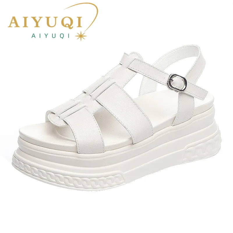 AIYUQI Summer Sandals Women Trend Genuine Leather Women Roman Sandals Korean Platform Open Toe Women's Sandal