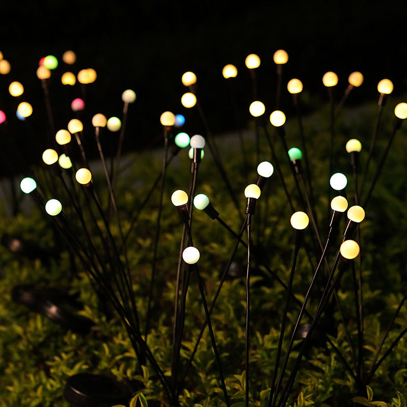 Outdoor Solar Firefly LED String Lights Set with Ground Stake for Patio & Garden Ambiance