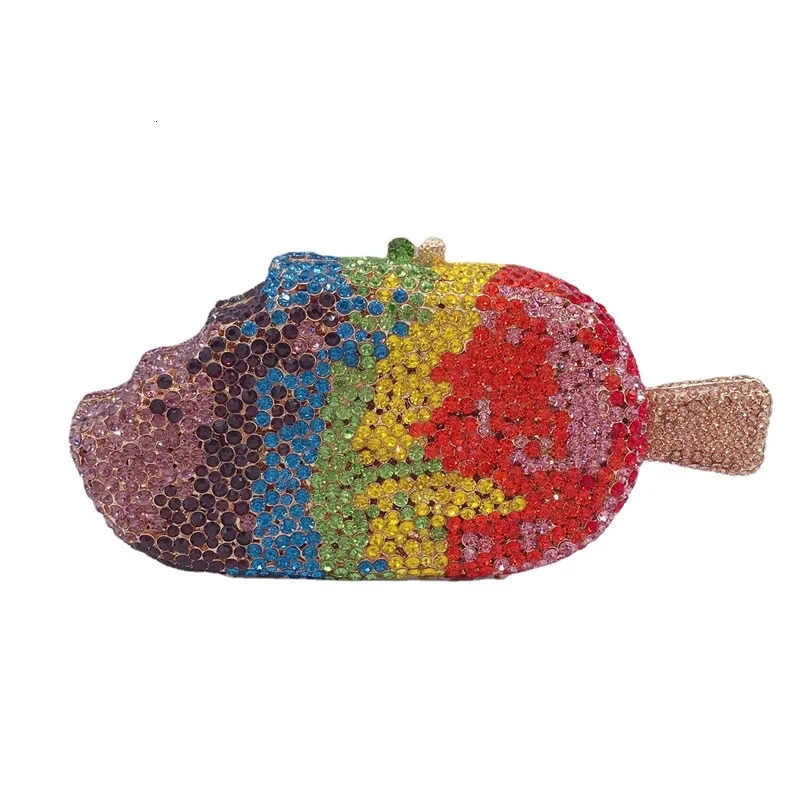 10 Styles Popsicle Shape Crystal Women Evening Clutch Bags Selling Diamond Handbag Rhinestone Wedding Prom Purses 241218