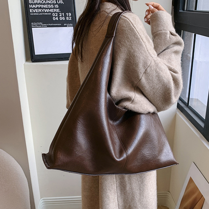 Tote Bags for Women PU Leather Tote Purses Handbags Medium Top Handle Satchel Shoulder Bag Large Capacity Armpit Autumn Basket Soft Surface Simple Shoulder Tote Bag