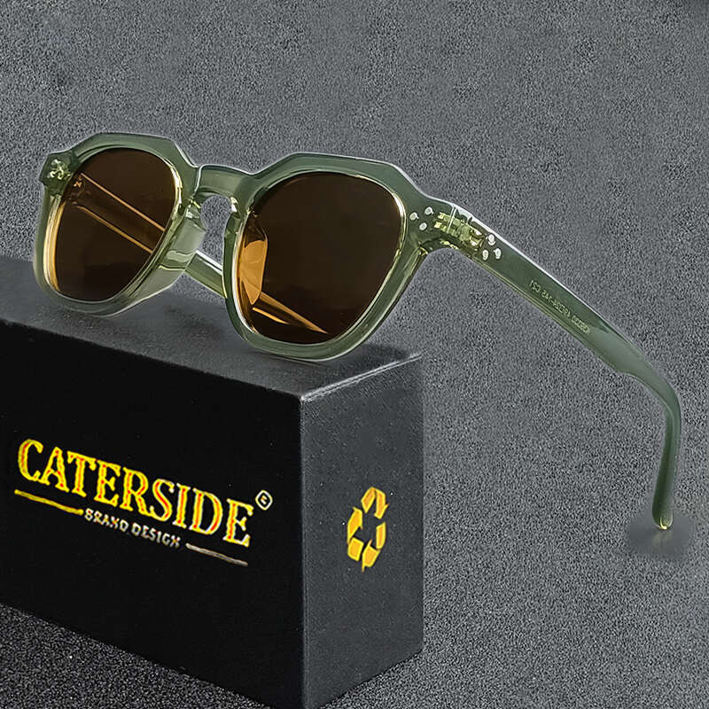 CATERSIDE Retro Polarized Sunglasses Men Ultralight TR90 Frame Polygon Women Sun Glasses Outdoor High Quality Travel Eyewear