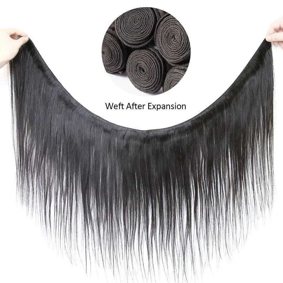 Straight 3/4 bundle with closed human hair Brazil womens hair ribbon closed 4x4 13x4 lace tie bundle W241221